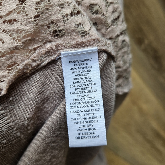 Women's Tan Khaki Brown Front Lace Button Up Dressy Cardigan Sweater Medium - Picture 10 of 13